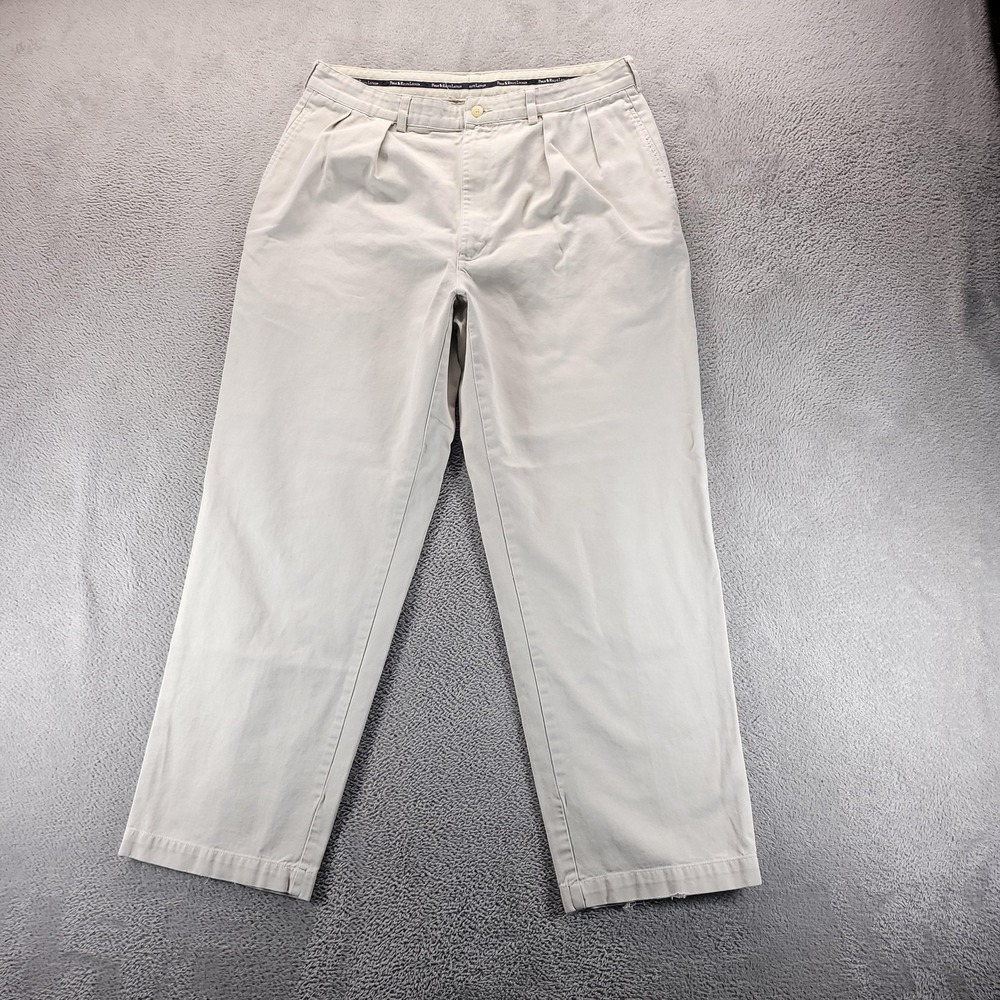 VTG Polo Ralph Lauren Pants Mens 36x29 Beige Pleated Chino Straight Trousers